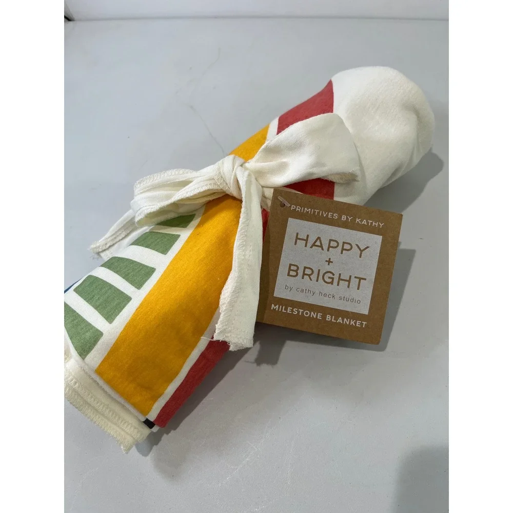 NEW Primitives By Kathy Milestone Blanket Rainbow Cotton Nursery Photo Prop Gift